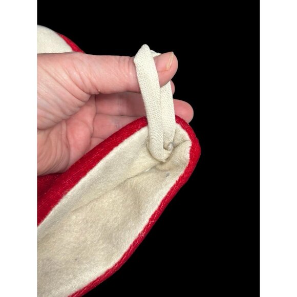 Christmas Stocking Applied Cardinal Bird Beaded 19" Red Velvet - Picture 4 of 7